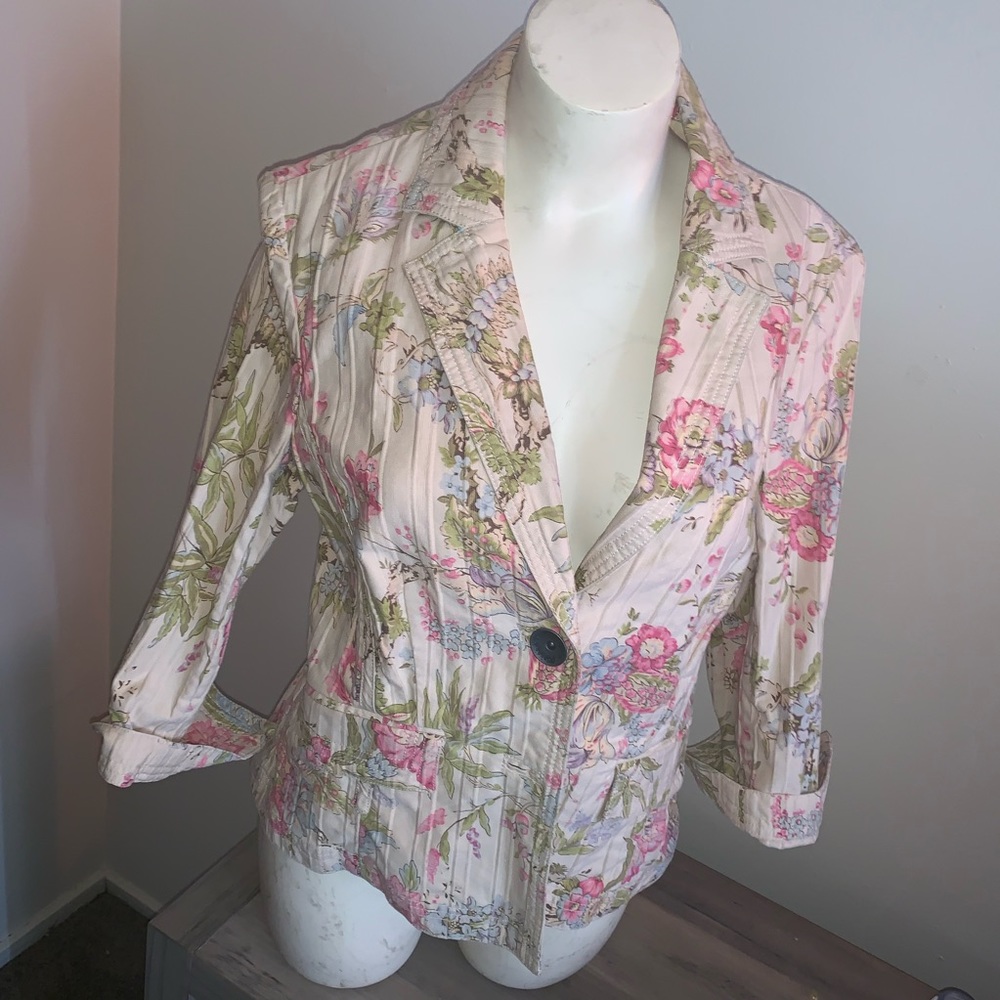 Nine West Floral blazer 3/4 sleeve